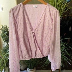Q + A Lilac Blouse Brand New Juniors Size XL
